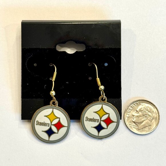 Vintage 90s NFL Pittsburgh Steelers Football Earrings Jewlery Peter David Inc - Picture 5 of 5